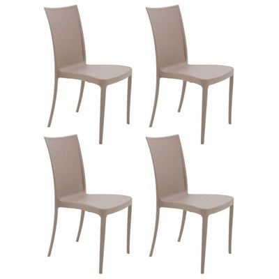 Jogo 4 Cadeiras Sem Braço Tramontina Summa Laura em Plástico Resistente Ergonômico Camurça