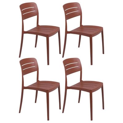 Jogo 4 Cadeiras em Plástico Resistente Terracota Tramontina Amélia Cozinha Área Gourmet Elegante