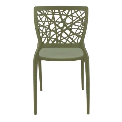 Jogo 4 Cadeiras Plásticas Tramontina Joana Decorada para Mesa Verde Oliva Cozinha Sala Área Gourmet