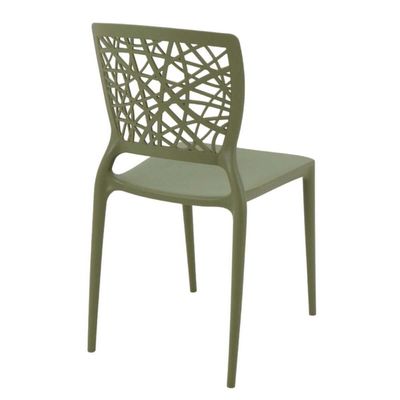 Jogo 4 Cadeiras Plásticas Tramontina Joana Decorada para Mesa Verde Oliva Cozinha Sala Área Gourmet