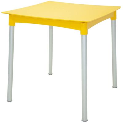 Mesa Tramontina Diana Summa Plástico Amarela Pés Alumínio 70cm Quadrada Área de Lazer Quintal