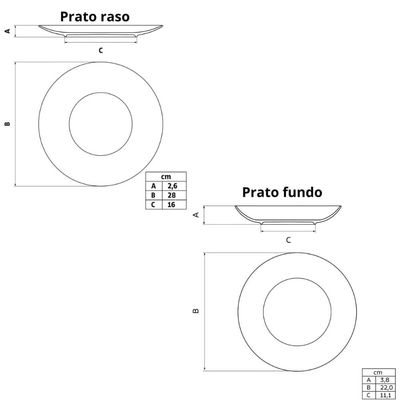 Jogo Pratos Rasos e Fundos 24 Peças em Porcelana Tramontina Floratta Mesa Posta Jantar