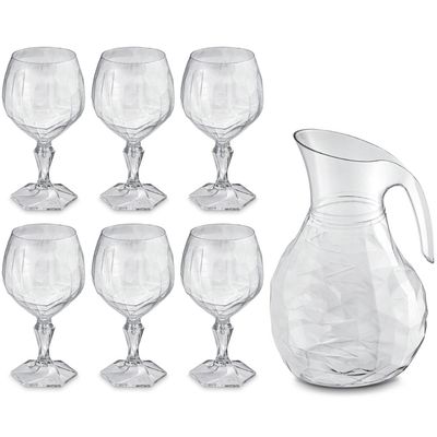 Kit Jarra 2,3L E 6 Taças 350ml Água Suco UZ