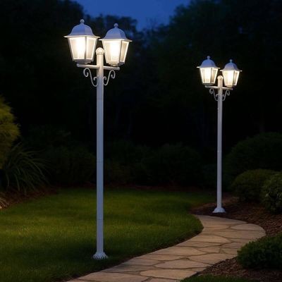 Kit 6 Postes de Jardim 2,1m Branco Colonial E27
