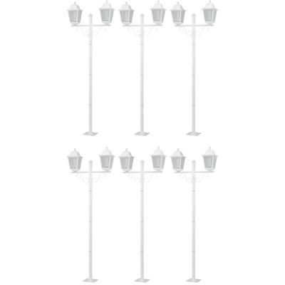 Kit 6 Postes de Jardim 2,1m Branco Colonial E27