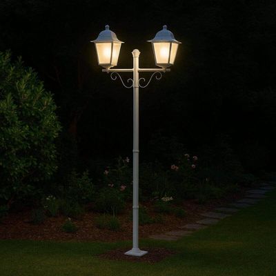 Kit 6 Postes de Jardim 2,1m Branco Colonial E27