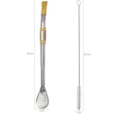 Bomba Mate Chimarrão Tererê Inox Ouro 24cm