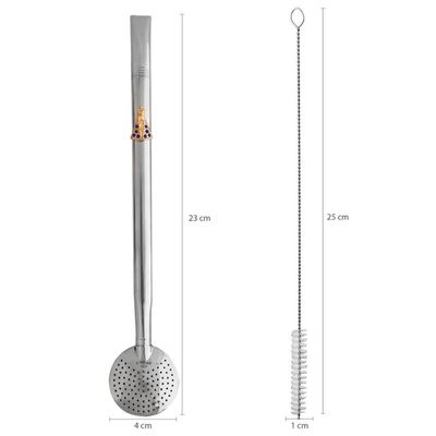 Bomba Chimarrão Tererê Aço Inox 23cm com Rosca