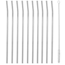 Kit 10 Canudos Inox Curvados 5mm com Escova