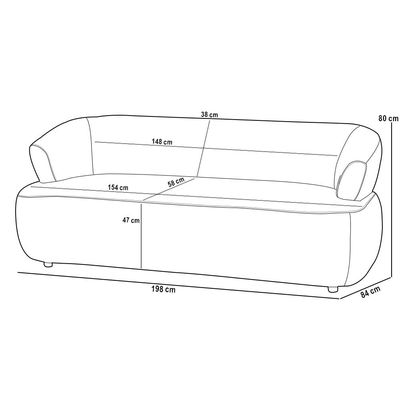Sofá 3 Lugares Orgânico Para Sala Living 198cm Florea M05 Bouclê Creme - Lyam Decor