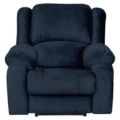 Poltrona do Papai Reclinável Massageadora Elétrica com USB Simon F05 Veludo Azul Clássico-Lyam Decor