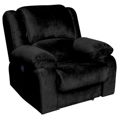 Poltrona do Papai Reclinável Massageadora Elétrica com USB Simon F05 Veludo Preto - Lyam Decor