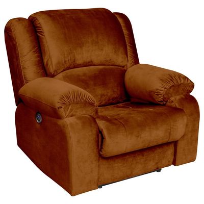 Poltrona do Papai Reclinável Massageadora Elétrica com USB Simon F05 Veludo Terracota - Lyam Decor
