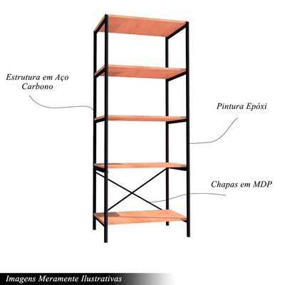 Estante Multiuso Industrial Fama 5 Prateleiras Preto/Demolição G79 - Gran Belo