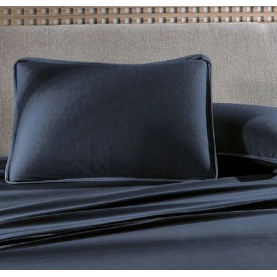 Jogo Cama Queen 4 Pcs Malha Fio Penteado Azul Altenburg