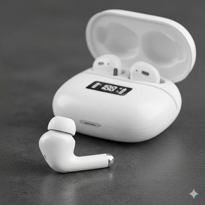 Fone de Ouvido com Tela LED Branco