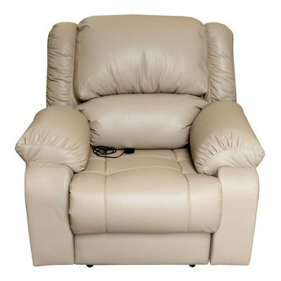 Poltrona do Papai Reclinável Massageadora Elétrica Simon F05 Corano Bege - Lyam Decor