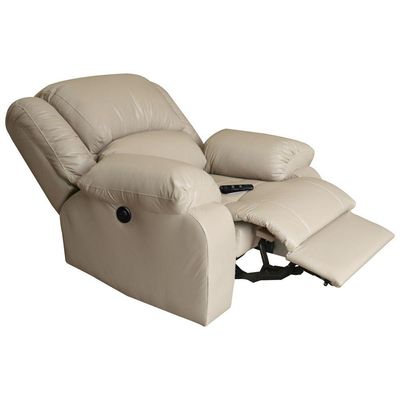 Poltrona do Papai Reclinável Massageadora Elétrica Simon F05 Corano Bege - Lyam Decor
