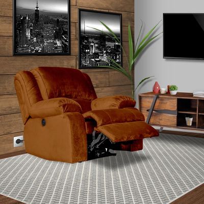 Poltrona do Papai Reclinável Massageadora Elétrica Simon F05 Veludo Terracota - Lyam Decor