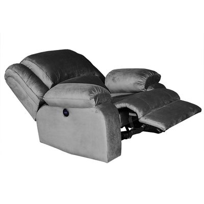 Poltrona do Papai Reclinável Massageadora Elétrica com USB Simon F05 Veludo Cinza - Lyam Decor