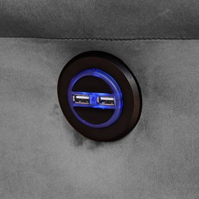 Poltrona do Papai Reclinável Massageadora Elétrica com USB Simon F05 Veludo Cinza - Lyam Decor