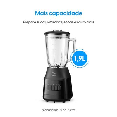 Liquidificador Elgin Super Force Preto 900W 3 Velocidades Preto / 110