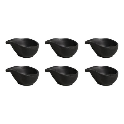 Conjunto de Molheiras Ovais Porto Brasil Orgânico Preto Matte 40ml - 6 Peças