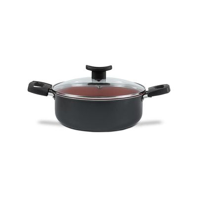 Caçarola Brinox Topázio 22cm 3,45L Antiaderente Pro-Flon Tampa Vidro Cinza Range