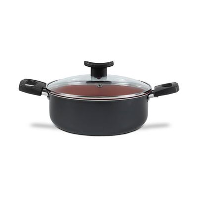 Caçarola Brinox Topázio 22cm 3,45L Antiaderente Pro-Flon Tampa Vidro Cinza Range