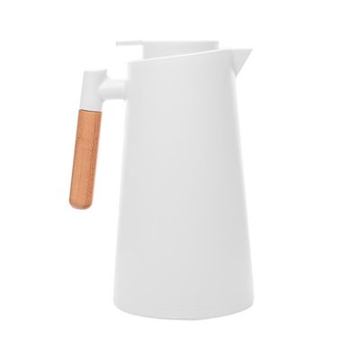 Garrafa Térmica Lyor Escandinávia 1L Branca Cabo de Madeira Design Moderno Branco