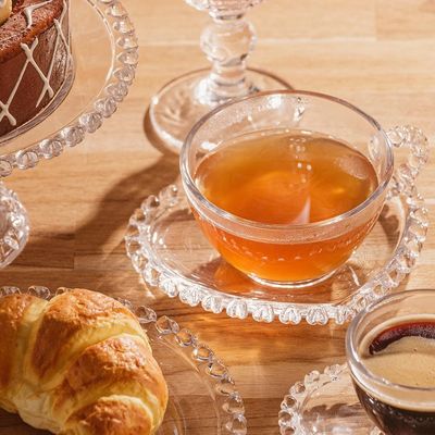 Xícara de Café com Pires Lyor Coração 80ml Cristal Transparente