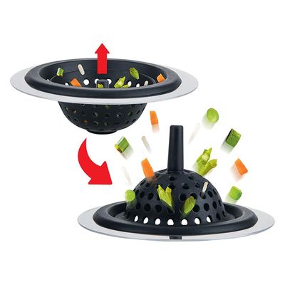 Ralo para Pia Euro Home em Silicone e Aço Inox - Preto