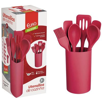 Conjunto de Utensílios Euro Home Silicone e Nylon