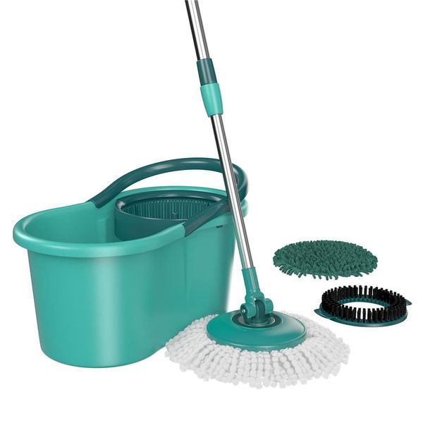 Mop Giratório 3 em 1 FlashLimp MOP8258 com Balde, Cabo Telescópico e 3 Tipos de Refis Verde/Inox