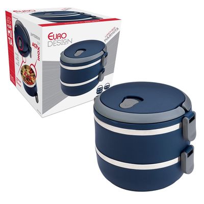 Marmita Euro Home Lunch Box em Plástico e Aço Inox - Azul