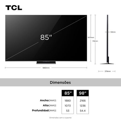 Smart TV 85” 4K TCL 85C8K QD-Mini LED 144Hz Google TV Zero Border