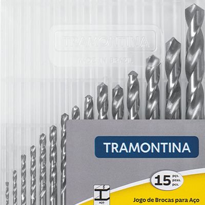 Jogo de Brocas HSS em Polegadas para Aço Tramontina DIN 338 - 15 Peças