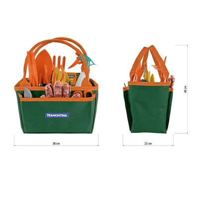 Kit para Jardinagem Tramontina com Bolsa em Lona 13 Peças  Cinza/Laranja