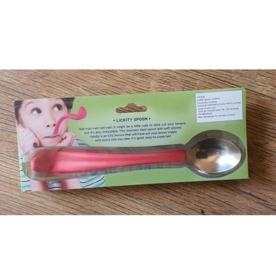Colher Sobremesa Infantil Língua Divertida - Aço Inox e Silicone - LicketySpoon