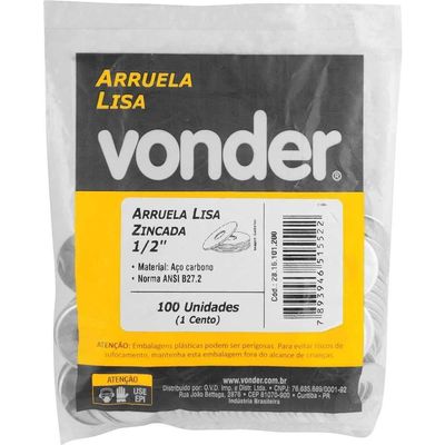 Arruela Lisa 1/2, Zincada, Vonder