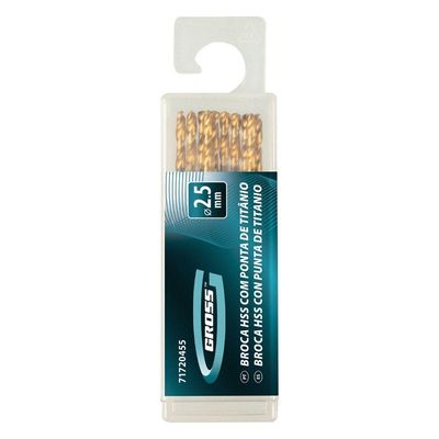 Broca Aço Rápido 2,5mm 10pcs Gross Golden Tip 71720455