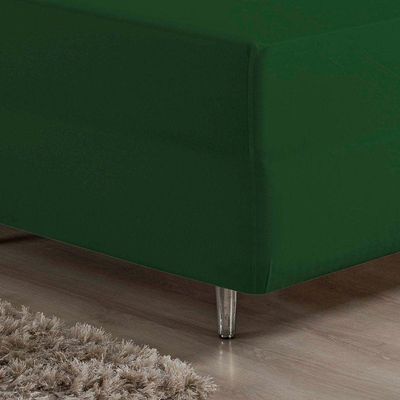 Lençol Com Elástico Solteiro Nobre 1 Peça Luva De Box 55cm De Altura 100% Algodão Verde-bandeira