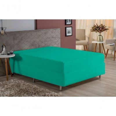 Lençol Com Elástico Solteiro Nobre 1 Peça Luva De Box 55cm De Altura Malha 100% Algodão - Jade