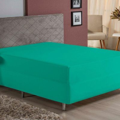 Lençol Com Elástico Solteiro Nobre 1 Peça Luva De Box 55cm De Altura Malha 100% Algodão - Jade
