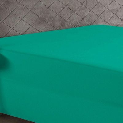 Lençol Com Elástico Solteiro Nobre 1 Peça Luva De Box 55cm De Altura Malha 100% Algodão - Jade