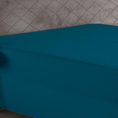 Lençol Com Elástico Solteiro Nobre 1 Peça Luva De Box 55cm De Altura Malha 100% Algodão - Petróleo