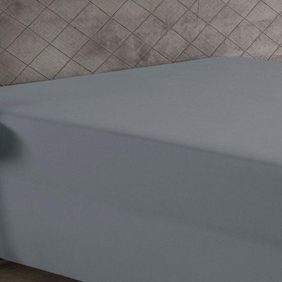 Lençol Com Elástico Solteiro Nobre 1 Peça Luva De Box 55cm De Altura Malha 100% Algodão - Cinza