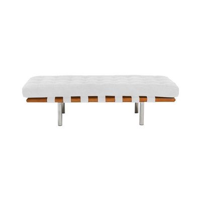 Banco Capri Barcelona 1,80m Couro Natural Branco
