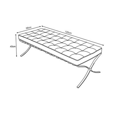 Banco Barcelona Couro Natural Preto Base Inox
