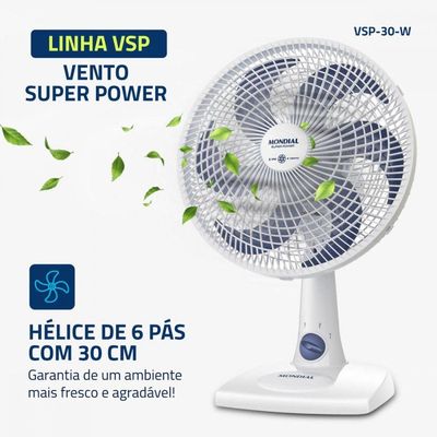 Ventilador Mesa Vsp-30-w 30cm Mondial Branco 110 V